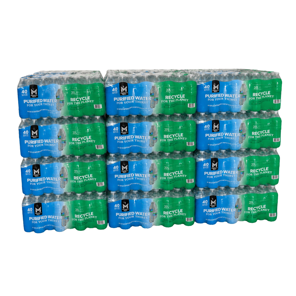 Member's Mark 16.9 oz purified water — 12 cases 480 bottles bulk order, free Metro Detroit delivery, TaskPort Water Co.