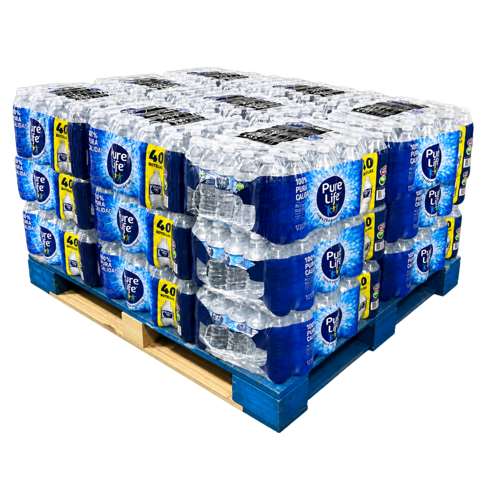 Pure Life purified water half pallet 24 cases 960 bottles wholesale — Metro Detroit Michigan free delivery event emergency office supply