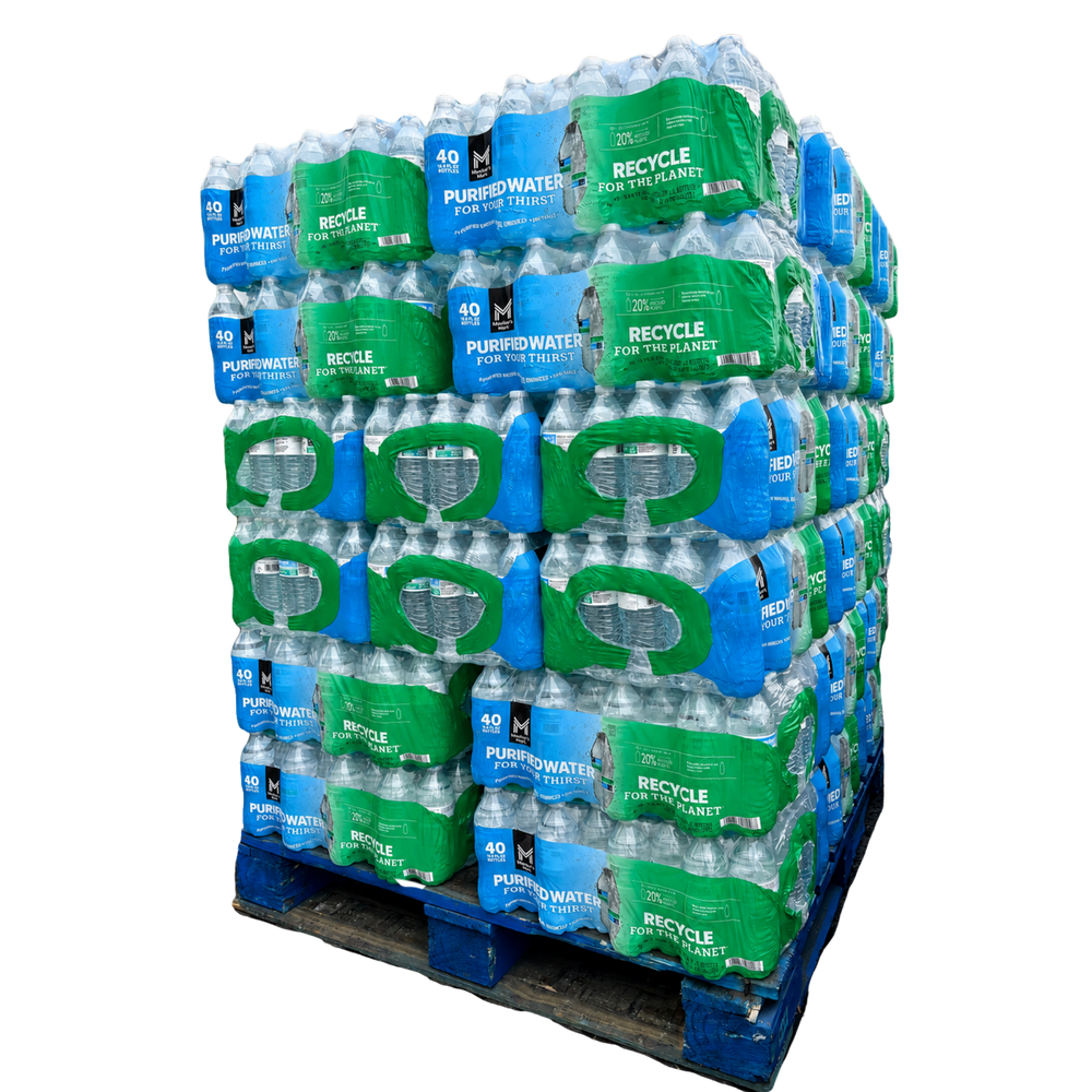 Member's Mark 16.9 oz purified water — full pallet 48 cases 1920 bottles wholesale, free Metro Detroit delivery, TaskPort Water Co.