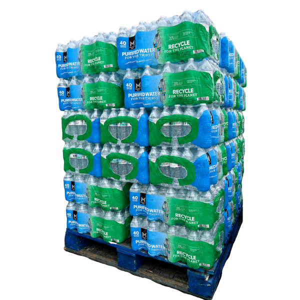Member's Mark 16.9 oz purified water — full pallet 48 cases 1920 bottles wholesale, free Metro Detroit delivery, TaskPort Water Co.