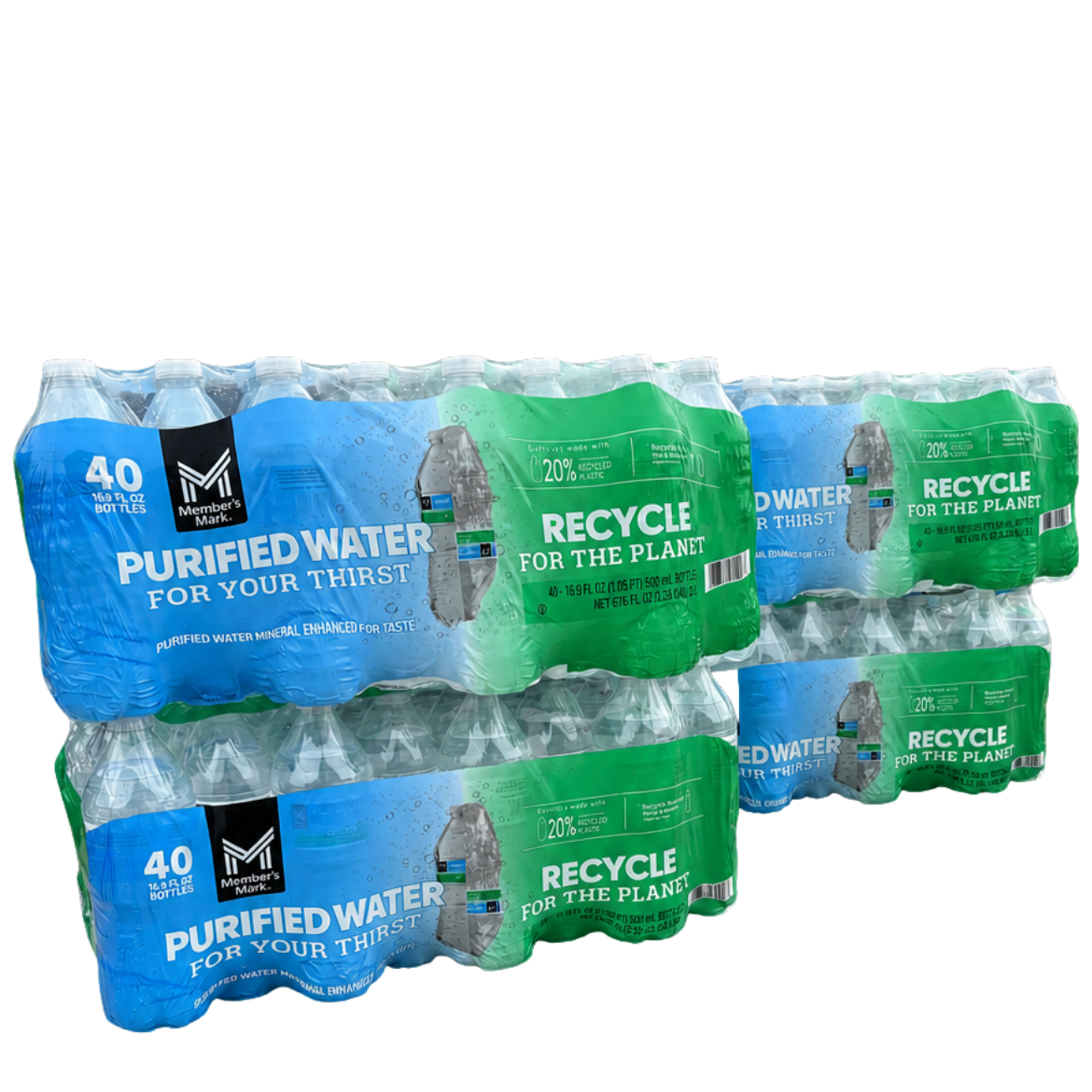 Member's Mark 16.9 oz purified water — 4 cases 160 bottles bulk order, free Metro Detroit delivery, TaskPort Water Co.