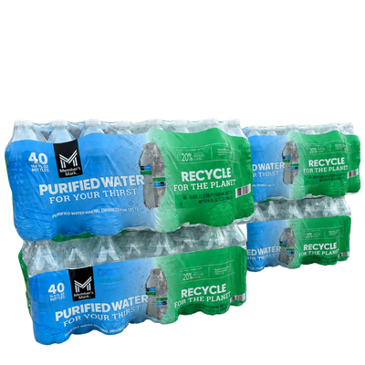 Member's Mark 16.9 oz purified water — 4 cases 160 bottles bulk order, free Metro Detroit delivery, TaskPort Water Co.