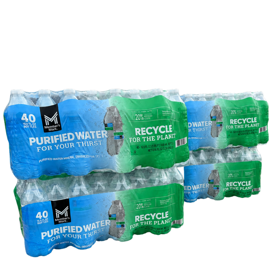 Member's Mark 16.9 oz purified water — 4 cases 160 bottles bulk order, free Metro Detroit delivery, TaskPort Water Co.