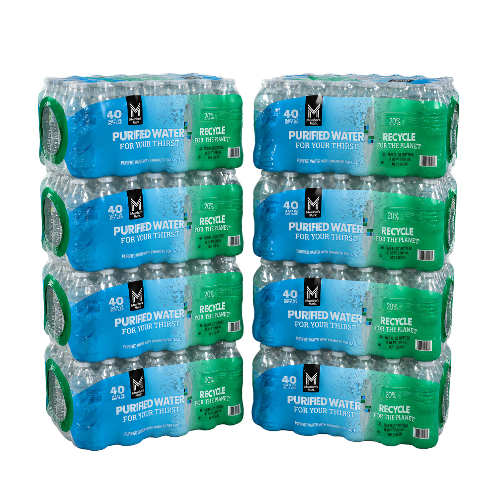 Member's Mark 16.9 oz purified water — 8 cases 320 bottles bulk order, free Metro Detroit delivery, TaskPort Water Co.